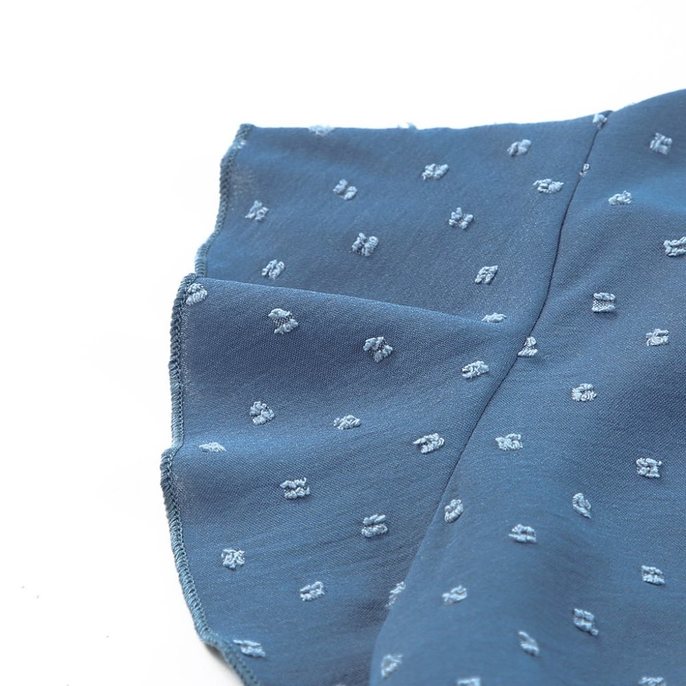 Sky Blue Swiss Dot V Neck Wrap Beach Dress - Picture 11 of 16